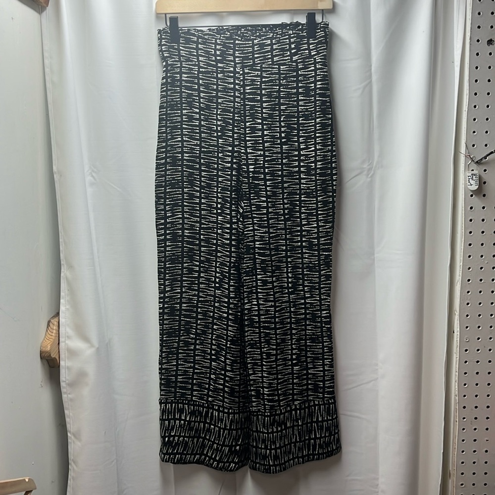 Whistles Black White Abstract Art to Wear Culottes Wide Leg Crop‎ Pants- 4